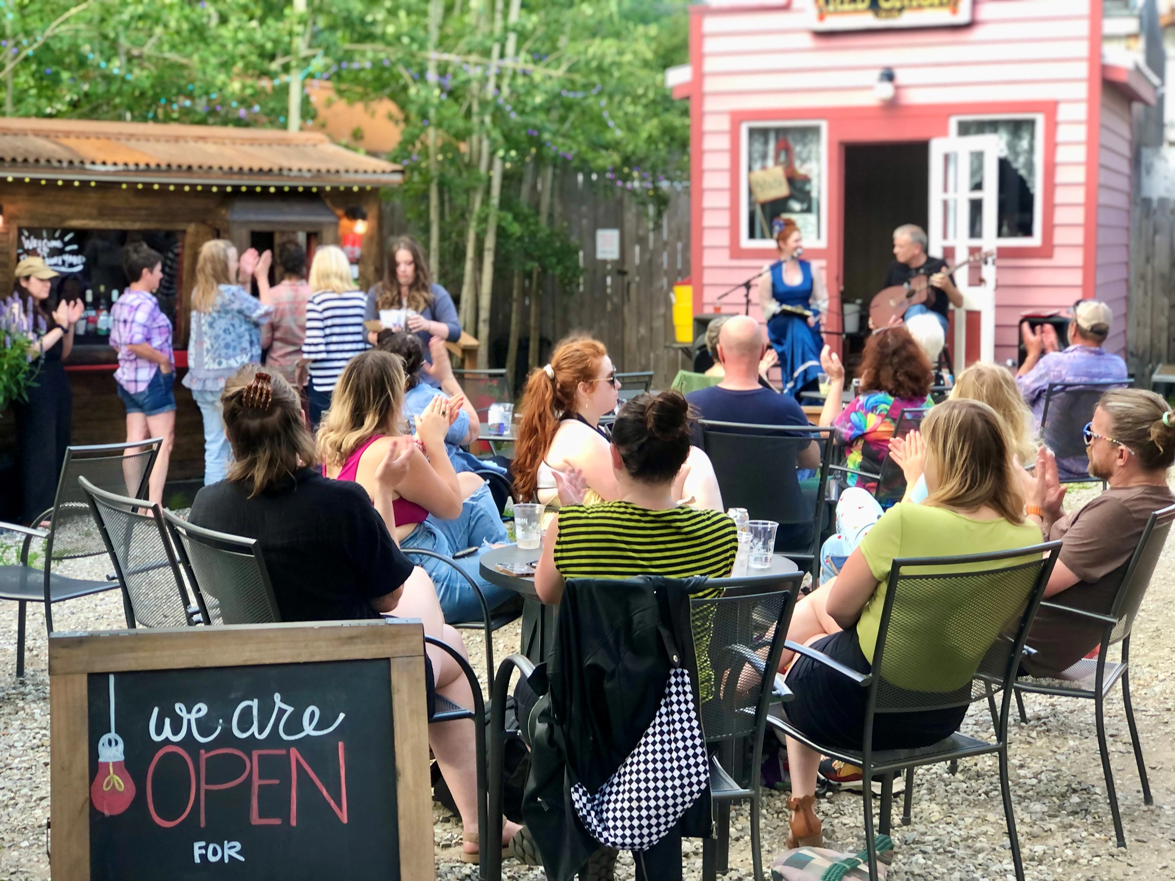 The sunny courtyard at Red Onion Saloon