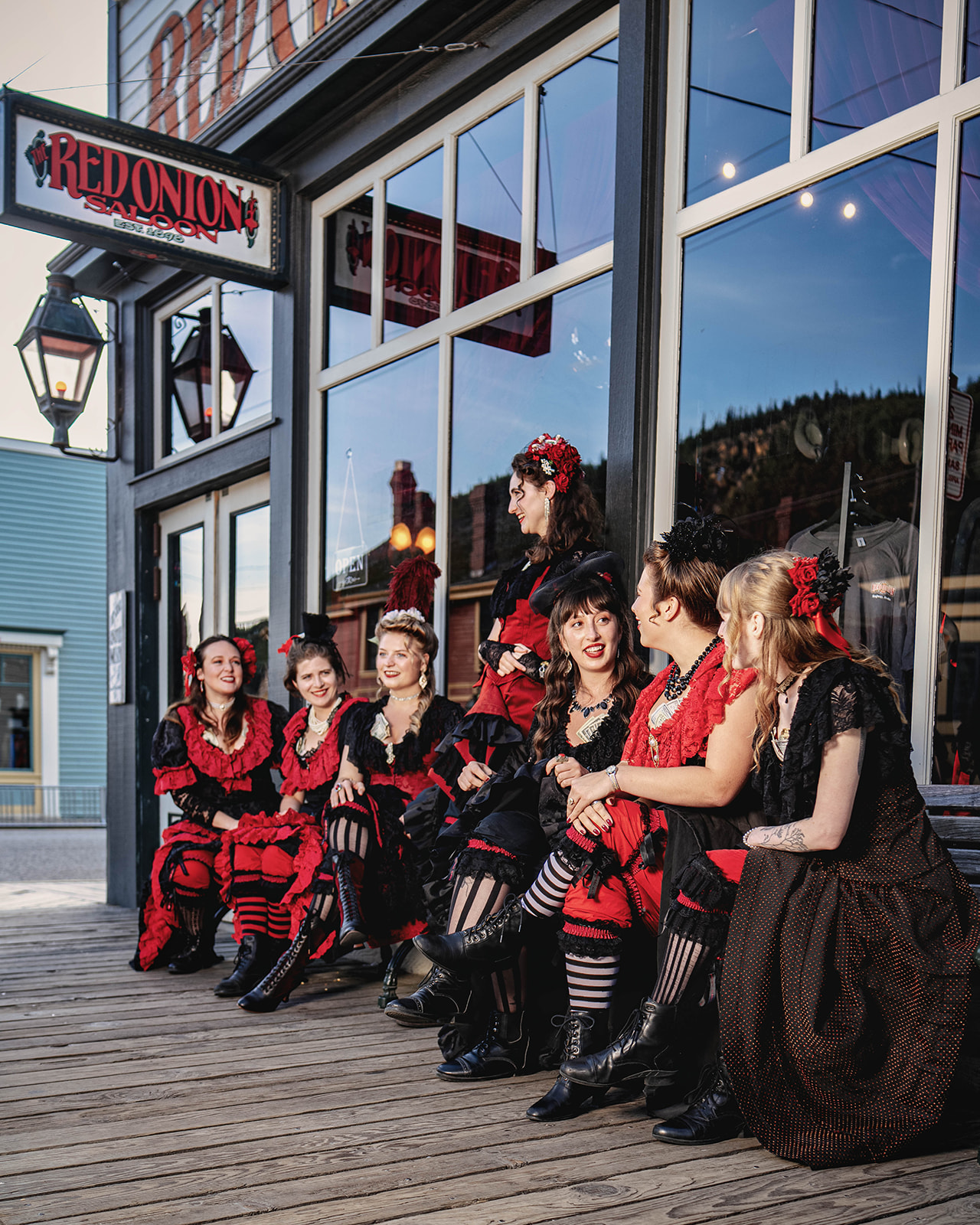 The Madams of Red Onion Saloon in period costume